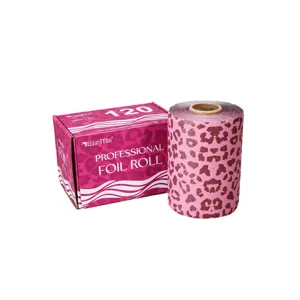 Rouleau de feuille d'aluminium professionnelle 120mm x 50m motif léopard rose salon.