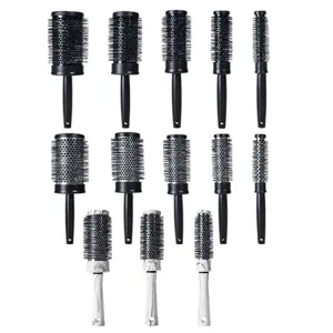 Professional thermal aluminum round hair brush set for salon styling and daily care.