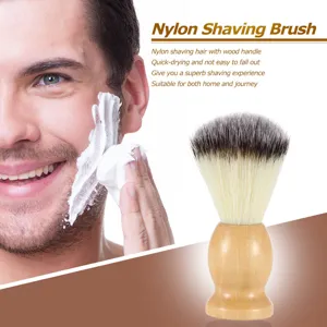 Wooden handle nylon shaving brush for smooth wet shaving care and comfortable daily beard cleaning