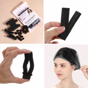 Ensemble de rouleaux à cheveux en éponge noire bigoudis de sommeil avec filet souple