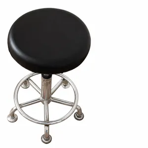 Housse de tabouret ronde en cuir noir imperméable antidérapante universelle pour siège de chaise