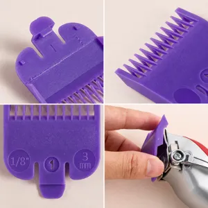 Professional hair clipper limit comb guide 3mm purple plastic replacement part accessory.