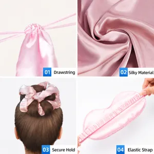 Ensemble d'accessoires de cheveux rose princesse en similicoque avec pochette.
