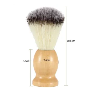 Retro Men's Wooden Shaving Brush Soft Synthetic Fiber Bristles Professional Facial Hair Cleaning Shaving Foam Tool