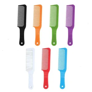 Professional barber clipper comb set, multi-color flat top styling hair combs for salon use.