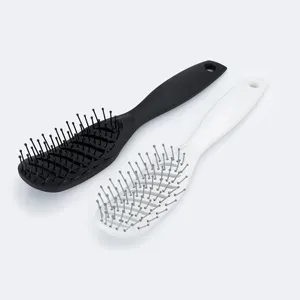 Professional curved vent hair brush detangling styling tool set in black and white
