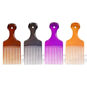 Transparent plastic hair comb styling tool set for men salon hair pick assorted colors