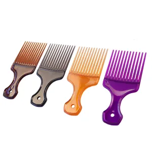 Professional afro hair pick comb set plastic wide tooth styling tool for men salon use