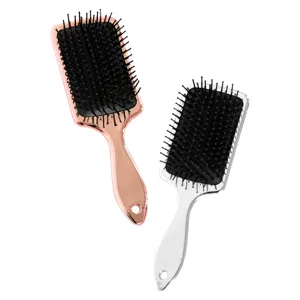 Set di spazzole per capelli con cuscino elettroplato, pettine massaggiatore per cuoio.