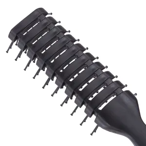 Professional black plastic vented hair brush for men's styling, pompadour and daily fluffiness.
