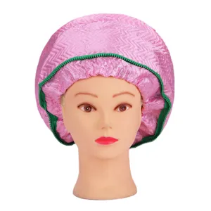 Electric heating hair spa cap pink 3-gear adjustable temperature oiling treatment cap.