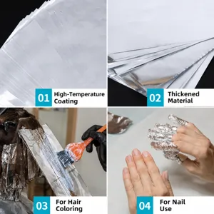 Professional aluminum foil sheets for hair highlighting and nail art removal, thickened design.