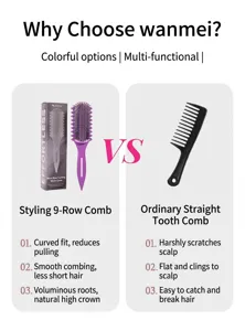 Professional nine-row styling hair comb for volume and curling, effortless hair care tool.