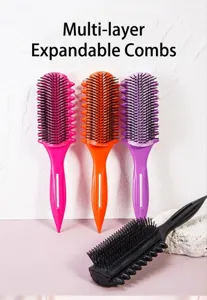 Multi-layer retractable teeth hair styling brush, anti-static massage curly brush