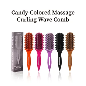 Professional 9-Row Curling Wave Comb Detangling Massage Hair Brush Bouncing Curly Styling Tool PP Nylon Teeth For Salon Home