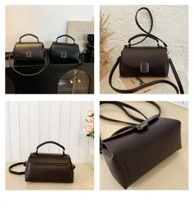 Classic textured women's shoulder bag with retro design, metal clasp and top handle for daily.