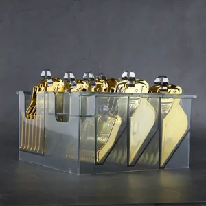 Professional Electroplated Gold Hair Clipper Guide Combs Set With Transparent Storage Case Salon Hair Styling Tools