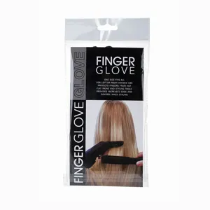 Heat-resistant finger glove for hair styling tools, protects fingers during flat iron use.