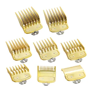 Professional gold metal hair clipper guide combs set salon barber cutting guard attachments