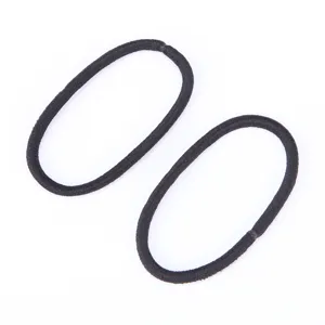 Lot de 2 élastiques à cheveux noirs, bandes de tissu durables pour queues de cheval.