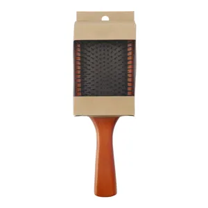 Spazzola per capelli piatta in legno con cuscino d'aria per massaggio del cuoio capelluto.