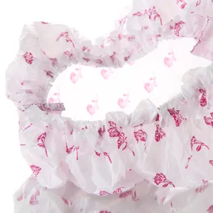Waterproof disposable shower cap pink floral print elastic bath hair cover salon hair care