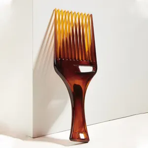 Tortoiseshell wide tooth hair pick comb retro oil hair styling tool for men daily grooming.