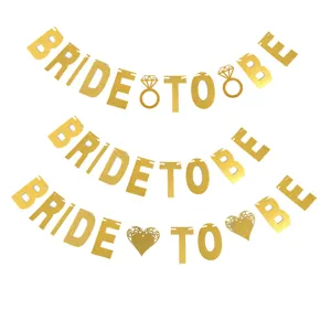 Guirnalda de papel con pancarta dorada brillante bride to be para despedida de soltera