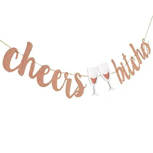 Roségold Glitzer Junggesellenabschied Party Banner cheers bitches Deko Girlande XL