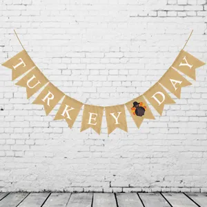 Thanksgiving Party Retro Burlap Swallowtail Banner Turkey Day Decorative Hanging Flag Fall Autumn Holiday Party Supplies