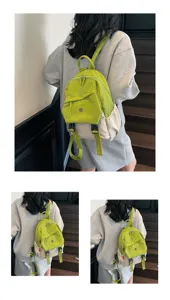 Mochila de nylon de color contrastado elegante bolsa escolar casual diseño ligero