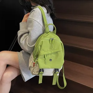 Mochila Casual de Nailon con Bloques de Color para Mujer Mochila Escolar Multicapa de Gran Capacidad de Moda Bolsa de Viaje