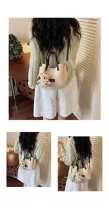 Stylish minimalist casual crossbody handbag for women, chic design with bear pendant.