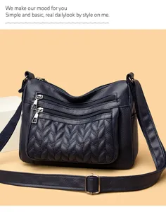 Women soft leather crossbody bag fashion large capacity shoulder bag daily casual purse