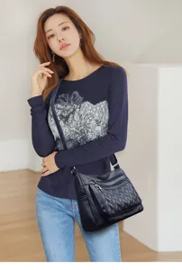 Stylish women soft leather crossbody shoulder bag with multi pocket design new fashion