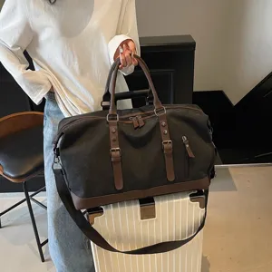 Grand sac de voyage en toile de grande capacite pour femmes, sac a bagages portable.