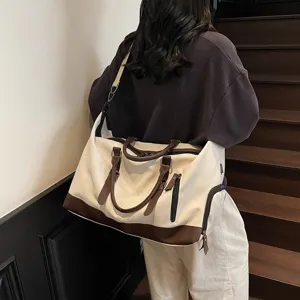 Grand sac de voyage en toile de grande capacité, sac à bandoulière tendance pour femme.