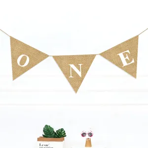 Striscione One in Juta Decorazione per Festa di Primo Compleanno Baby Shower Ghirlanda Sospesa Juta Rustica Accessorio Fotografico