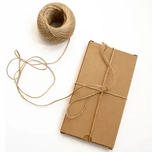 Detail view of natural jute twine 3-ply hemp rope for DIY crafts and photo wall decor.