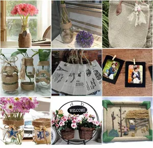 Natural jute twine rope 2mm for DIY craft, rustic burlap string for party photo wall decor.