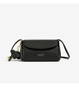 Retro minimalist women crossbody bag black pebbled leather chic shoulder bag for daily commute.