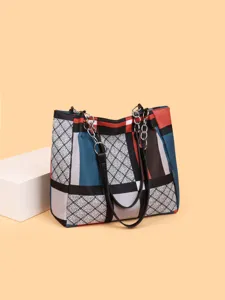 Grande borsa tote colorblock alla moda borsa a tracolla a quadri per donna casual quotidiano