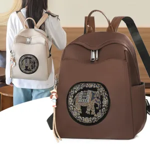 Fashion rhinestone elephant women backpack casual commuter nylon travel shoulder school bag