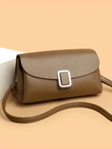 Retro Minimalist PU Leather Small Square Crossbody Bag Women Versatile Casual Solid Color Flap Shoulder Bag