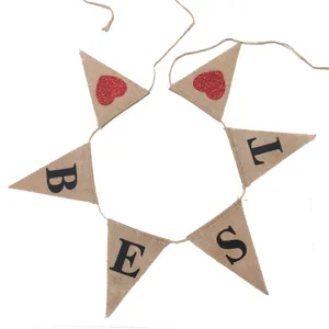 Rustiek Linnen Ever Best Day Alfabet Driehoek Banner Slingers Voor Bruiloft Kerstfeest Decoratie Vlas Guirlande
