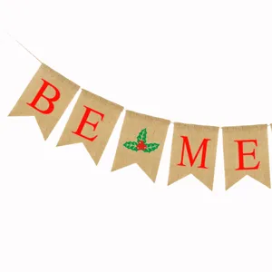 Christmas burlap banner pennant party hanging decoration flag festive holiday bunting decor