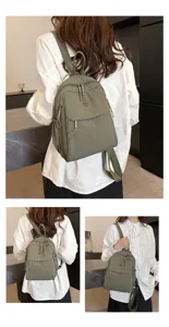 Detail shot of the multi-layer nylon backpack, showing the back and side wearing angles clearly.