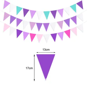 Lila Thema Party dekorative Wimpelkette, Dreieck Banner für Klassenzimmer, 13x17cm
