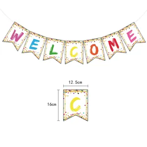 Bannière de bienvenue décoration de fête fanions colorés rentrée scolaire accessoires détails.
