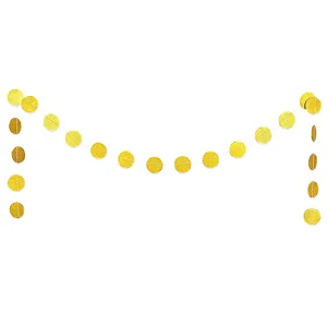 Gold glitter circle dot paper garland banner for wedding birthday party decoration details.